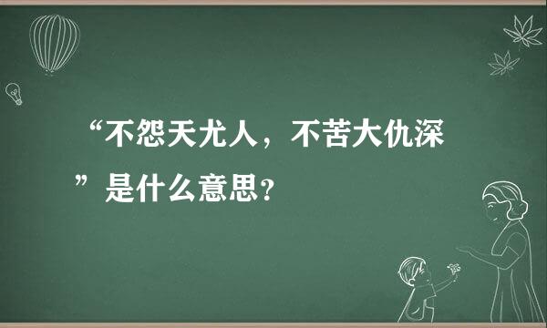 “不怨天尤人，不苦大仇深 ”是什么意思？