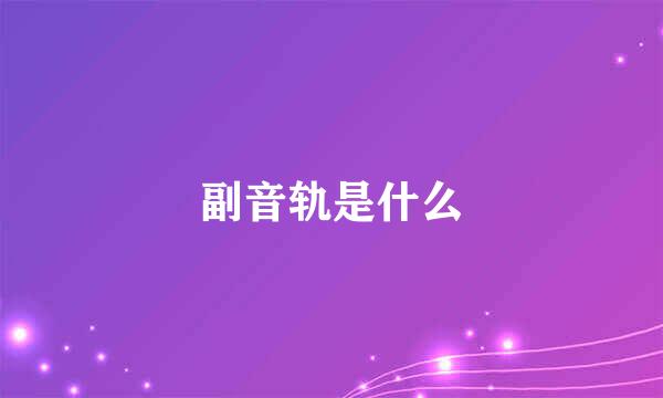 副音轨是什么