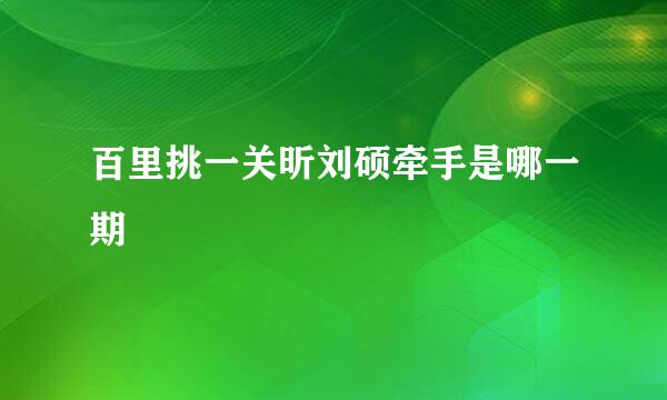 百里挑一关昕刘硕牵手是哪一期