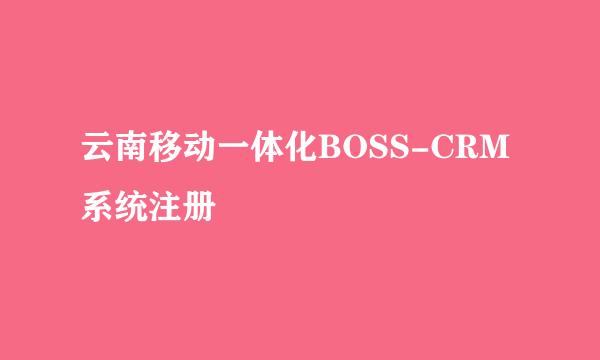 云南移动一体化BOSS-CRM系统注册