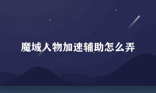 魔域人物加速辅助怎么弄