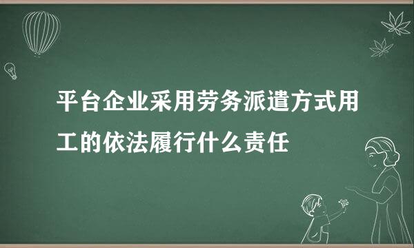 平台企业采用劳务派遣方式用工的依法履行什么责任