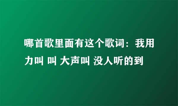 哪首歌里面有这个歌词：我用力叫 叫 大声叫 没人听的到