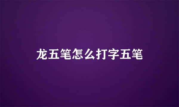 龙五笔怎么打字五笔