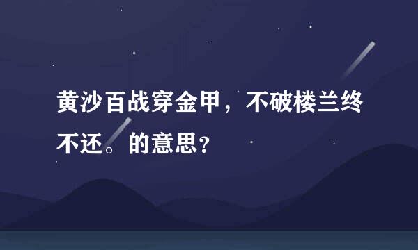 黄沙百战穿金甲，不破楼兰终不还。的意思？