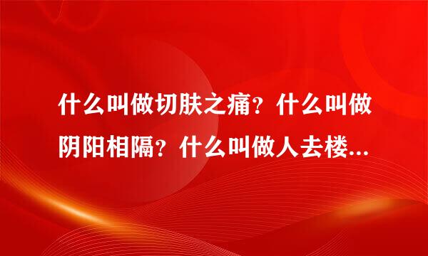 什么叫做切肤之痛？什么叫做阴阳相隔？什么叫做人去楼空？什么叫做物是人非？