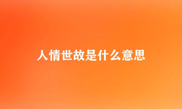 人情世故是什么意思