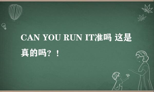 CAN YOU RUN IT准吗 这是真的吗？！