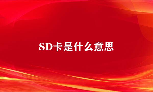 SD卡是什么意思