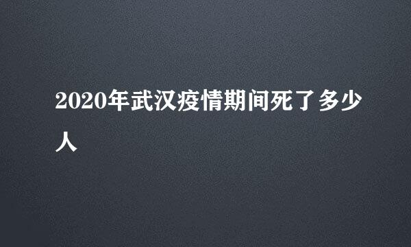 2020年武汉疫情期间死了多少人