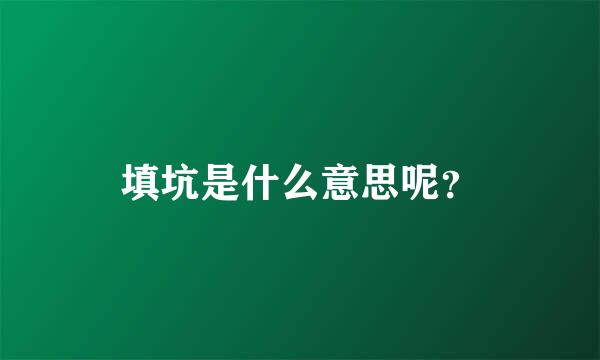 填坑是什么意思呢？