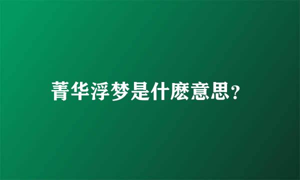 菁华浮梦是什麽意思？