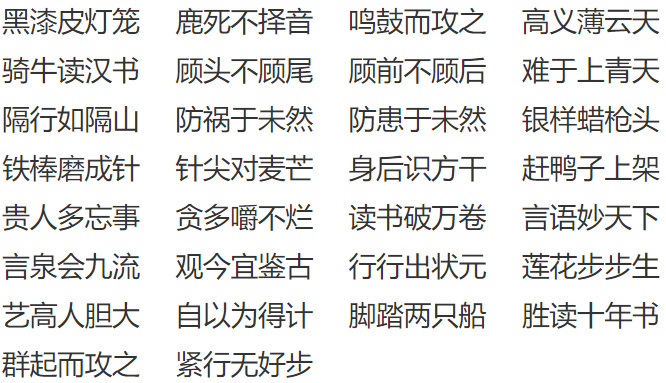 五个字的成语有哪些？