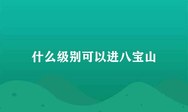 什么级别可以进八宝山