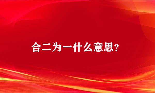 合二为一什么意思？