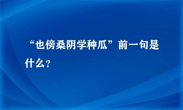 “也傍桑阴学种瓜”前一句是什么？