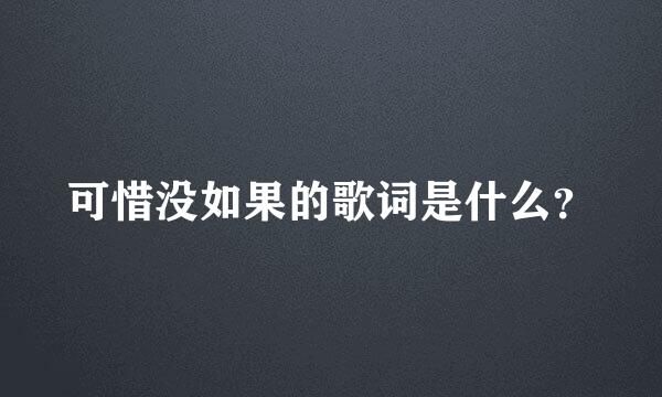 可惜没如果的歌词是什么？