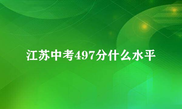 江苏中考497分什么水平