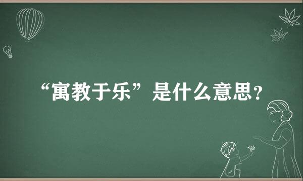 “寓教于乐”是什么意思？