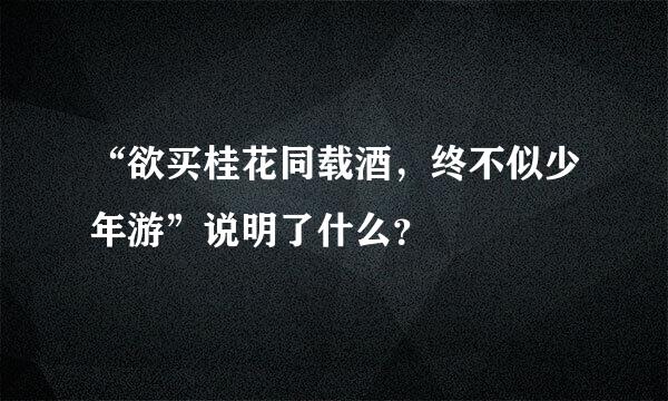 “欲买桂花同载酒，终不似少年游”说明了什么？