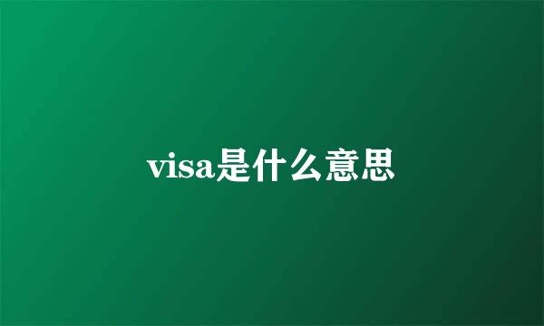 visa是什么意思