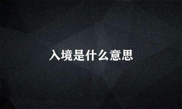 入境是什么意思