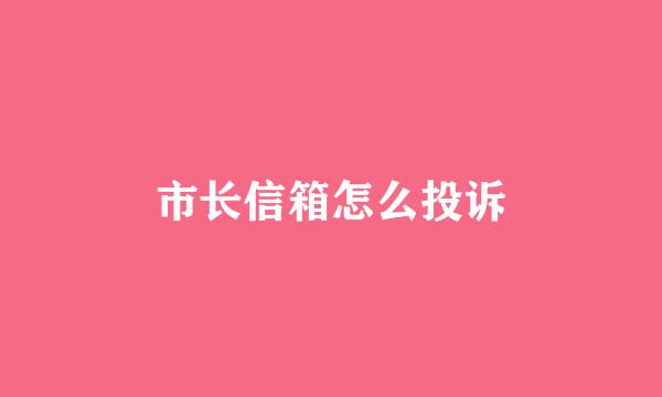 市长信箱怎么投诉