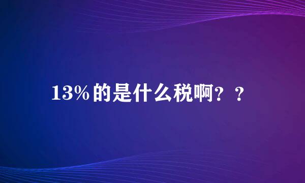 13%的是什么税啊？？