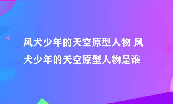 风犬少年的天空原型人物 风犬少年的天空原型人物是谁