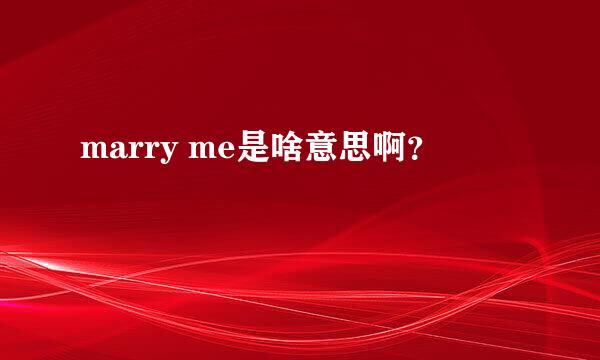 marry me是啥意思啊？