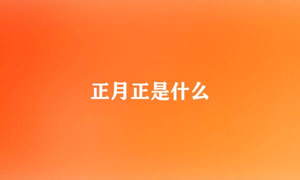 正月正是什么