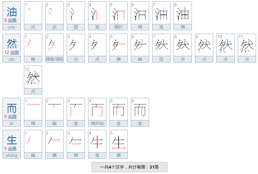 油然而生的拼音是什么