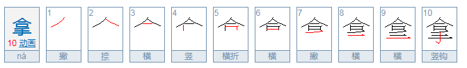 拿的偏旁部首是什么