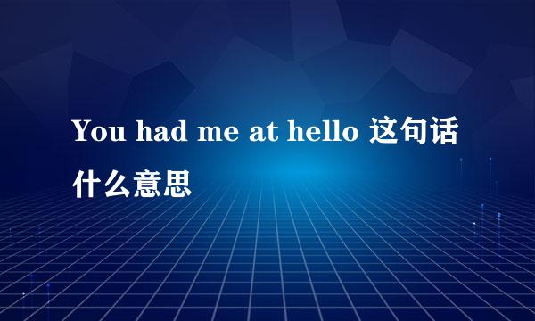 You had me at hello 这句话什么意思