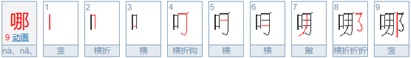 “哪”的笔顺