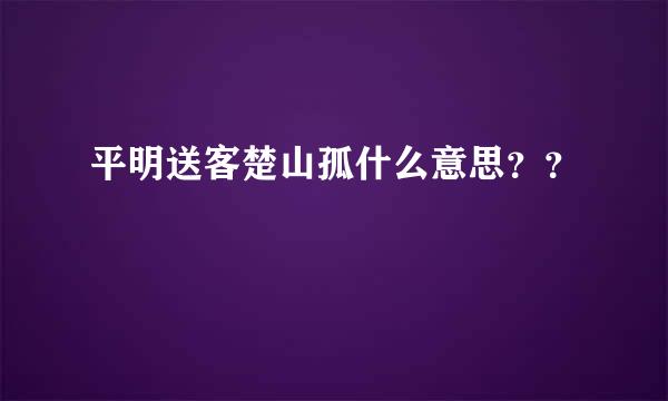 平明送客楚山孤什么意思？？