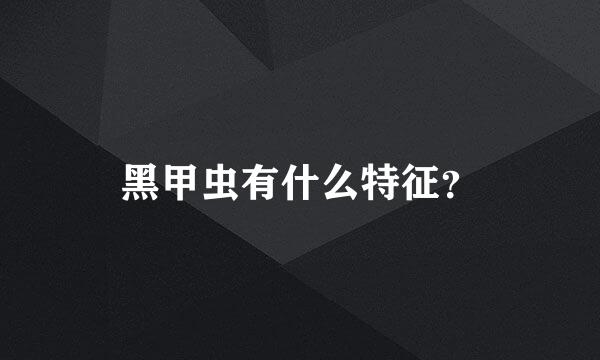 黑甲虫有什么特征？