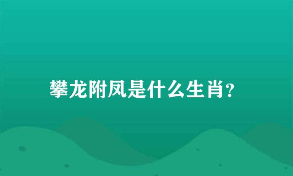 攀龙附凤是什么生肖？