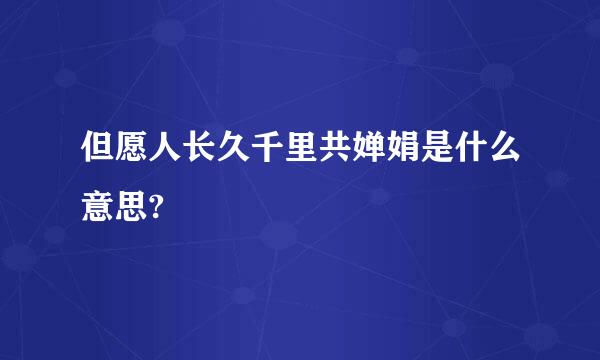 但愿人长久千里共婵娟是什么意思?