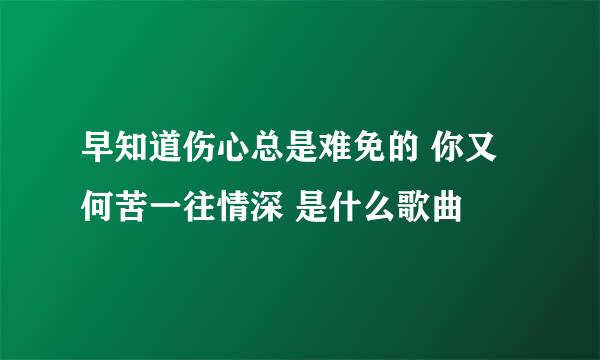 早知道伤心总是难免的 你又何苦一往情深 是什么歌曲