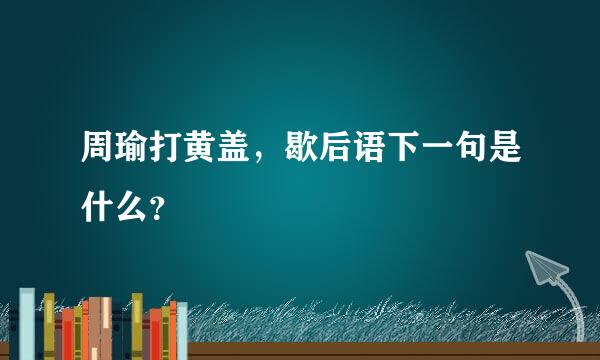 周瑜打黄盖，歇后语下一句是什么？