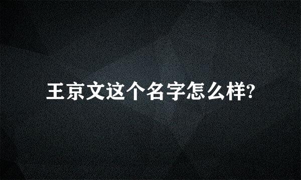 王京文这个名字怎么样?