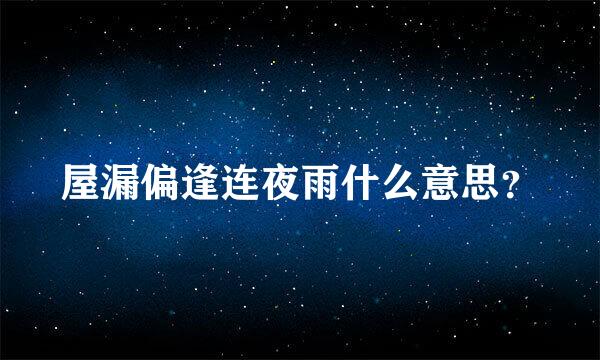 屋漏偏逢连夜雨什么意思？