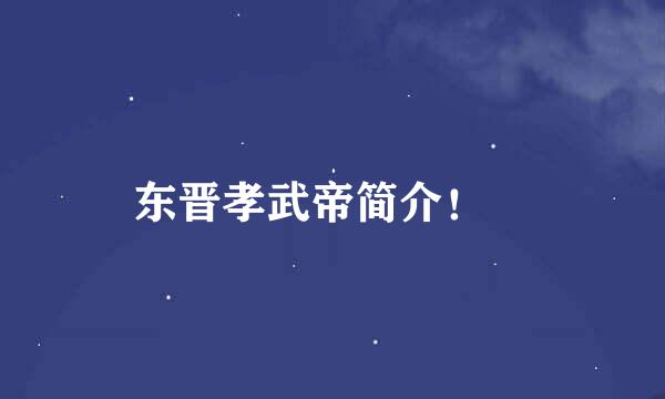 东晋孝武帝简介！😞