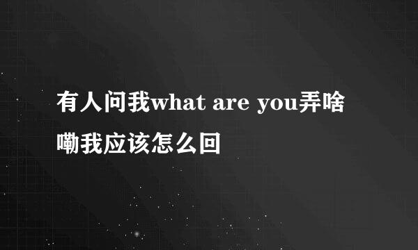 有人问我what are you弄啥嘞我应该怎么回