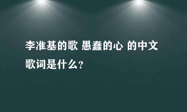 李准基的歌 愚蠢的心 的中文歌词是什么？