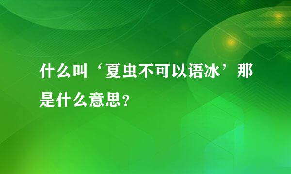 什么叫‘夏虫不可以语冰’那是什么意思？