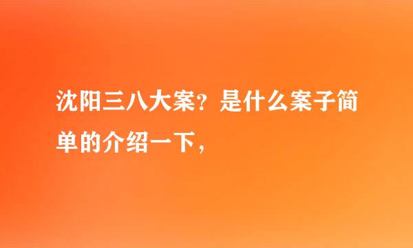 沈阳三八大案？是什么案子简单的介绍一下，