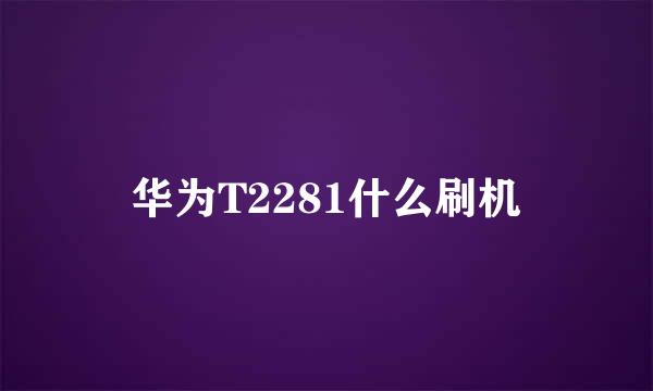 华为T2281什么刷机