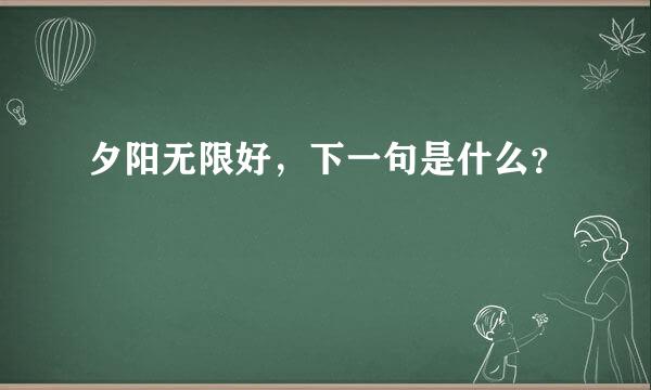 夕阳无限好，下一句是什么？